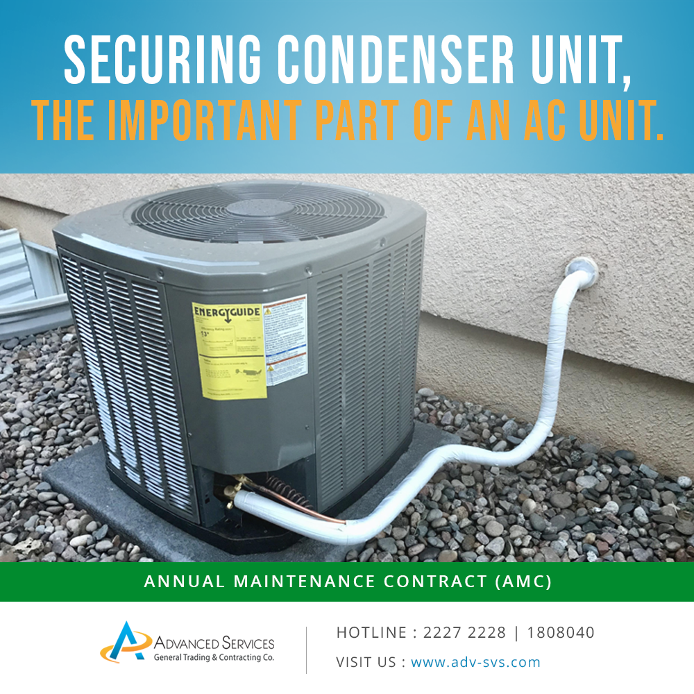 Securing a condenser unit, the important part of an AC unit.